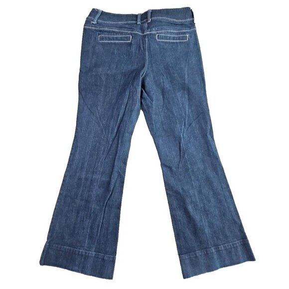 New York & Company Jeans Women's Size 12 (W36 L30) Flare Leg Dark Wash Boho Y2K - Picture 3 of 16